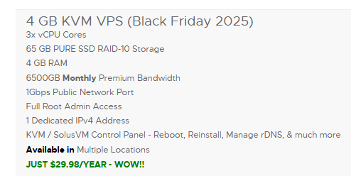 RackNerd 的黑五优惠